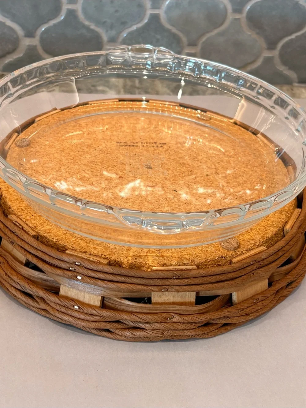 Vintage Pyrex Baker In A Basket 9.5